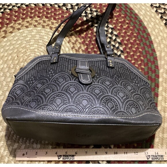 Born Concepts boc Grey Carlston Scallop Design Shoulder Bag Double Handle Purse - Picture 4 of 15